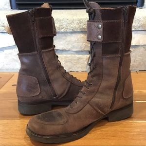 Accessoire Detente Brown Suede Moto Combat Boots